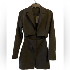 Pop Style One Piece Women’s  Black Outfit. Skirt & Long Sleeve Jacket NWT Size S